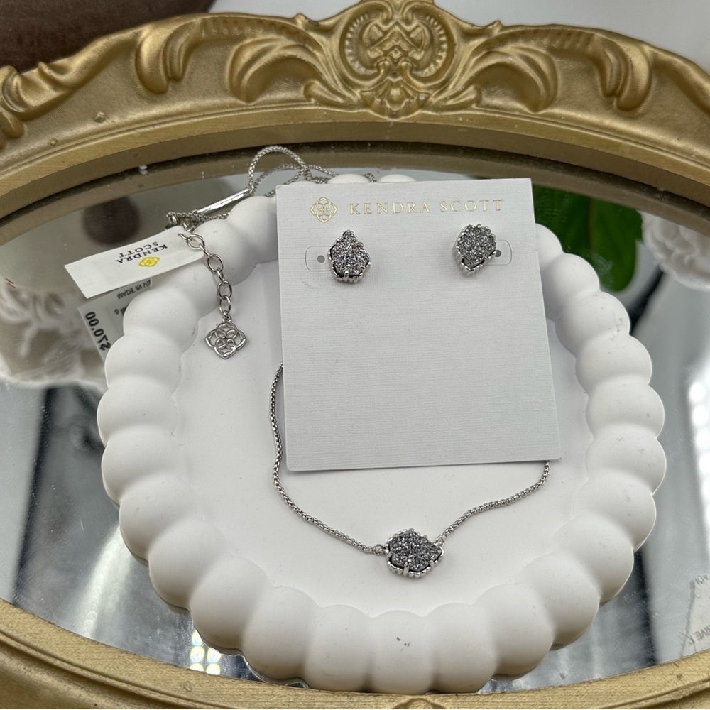 Kendra Scott Emilie Silver Jewelry Set – Necklace & Earrings ✨
